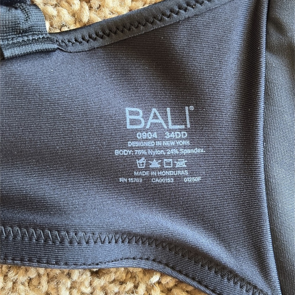 Lilyette by Bali Black Minimizer Plunge Into Comfort Keyhole Underwire Bra 34DD - Picture 12 of 12